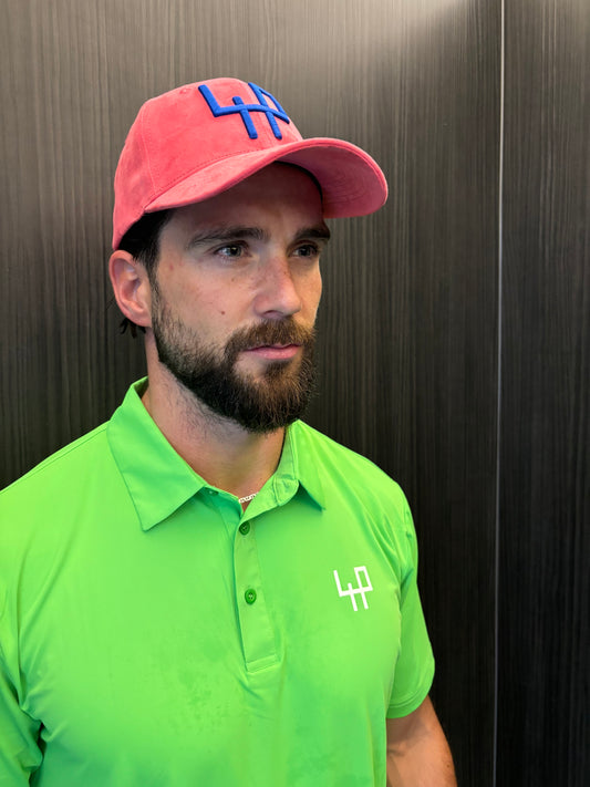 Front view of Flashy Green Golf Polo Shirt in bright green color – breathable lightweight golf apparel