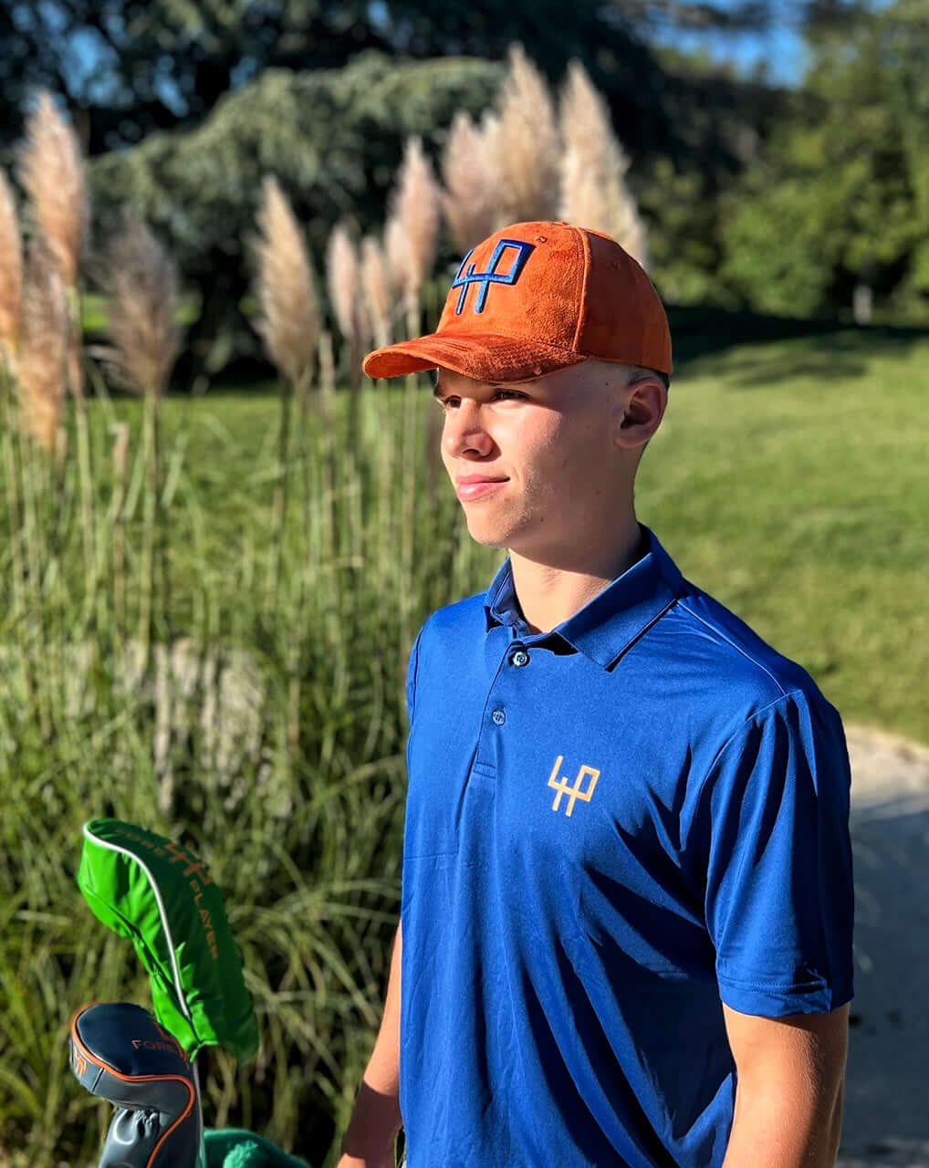 EXCLUSIVE ORANGE GOLF CAP IN SUEDE
