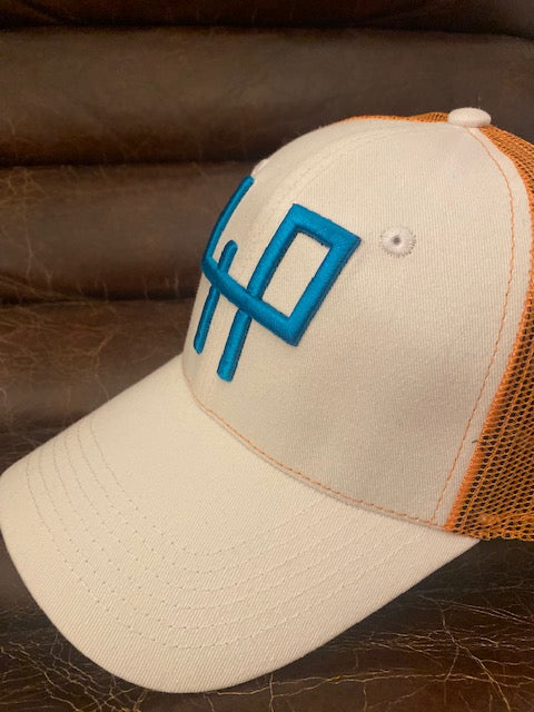 4P Genuine Summer Golf Cap – White & Orange | Limited Edition 50 Pieces