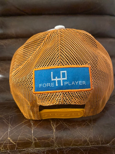 4P Genuine Summer Golf Cap – White & Orange | Limited Edition 50 Pieces