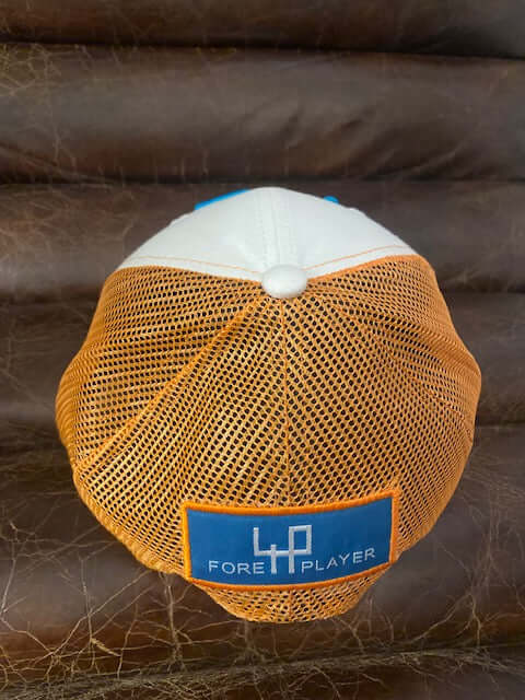 4P Genuine Summer Golf Cap – White & Orange | Limited Edition 50 Pieces