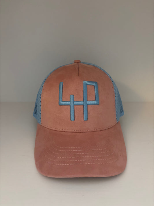 WOMEN/JUNIOR SUMMER CAP PINK SUEDE & BLUE MESH