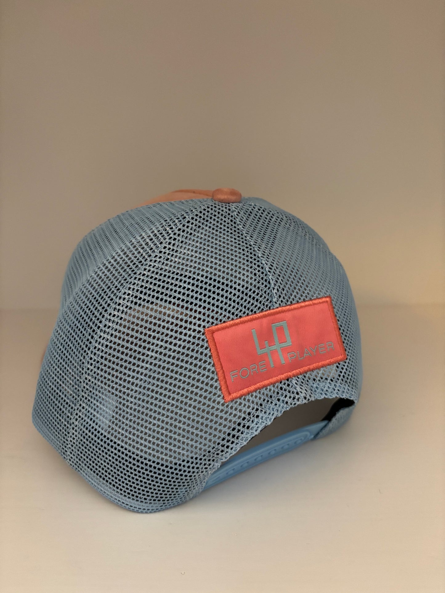 MEN SUMMER CAP PINK SUEDE & BLUE MESH