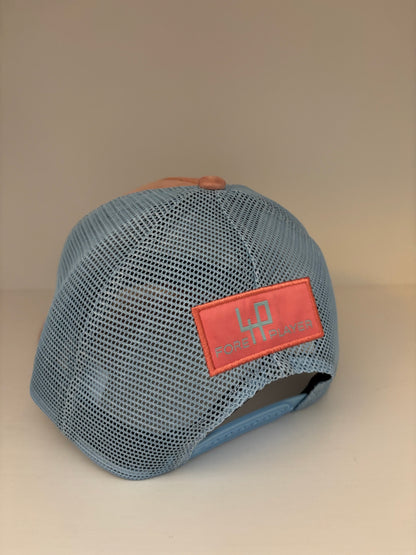 MEN SUMMER CAP PINK SUEDE & BLUE MESH