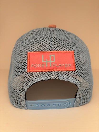 MEN SUMMER CAP PINK SUEDE & BLUE MESH
